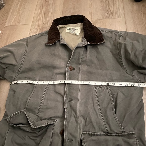 Eddie Bauer Workwear Chore Jacket Coat Corduroy Collar Men Small Gray Brown Tan - Picture 6 of 9